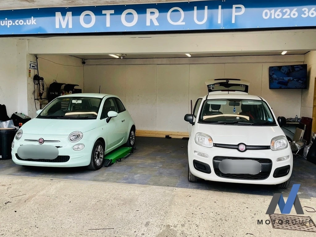Fiat 500 and Fiat Panda at the Motorquip workshop