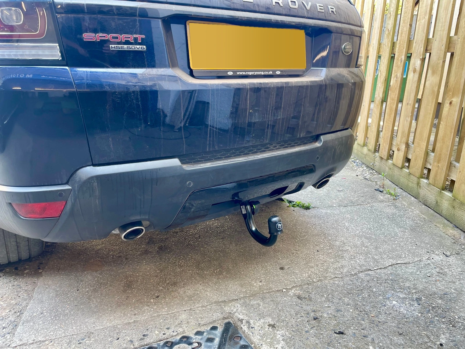 Range Rover Sport with a detachable towbar and 13-pin dedicated electrics fitted by South Devon Towbars