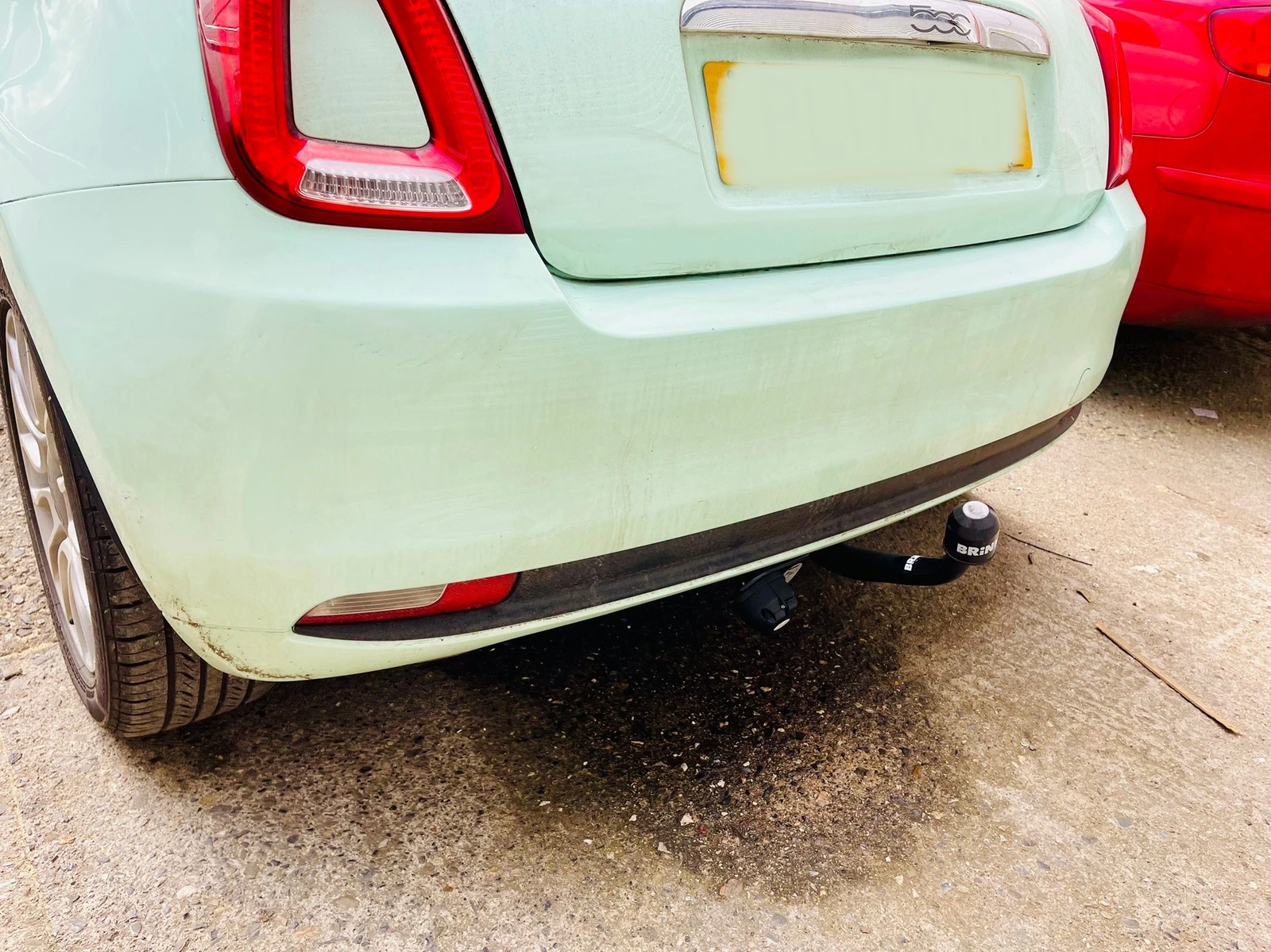 Rear view of a Fiat 500 with a towbar fitted at Motorquip in Newton Abbot